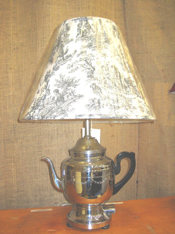 Chrome Coffee Pot Lamp by CottageDesigns on Etsy