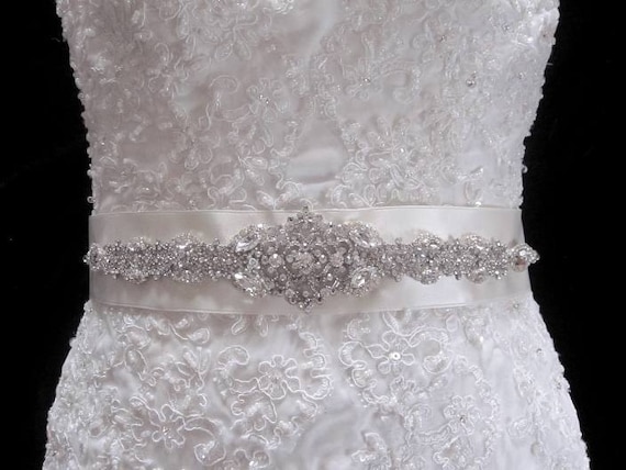 Bridal Dress Gown Beaded Jeweled Crystal Belt Sash
