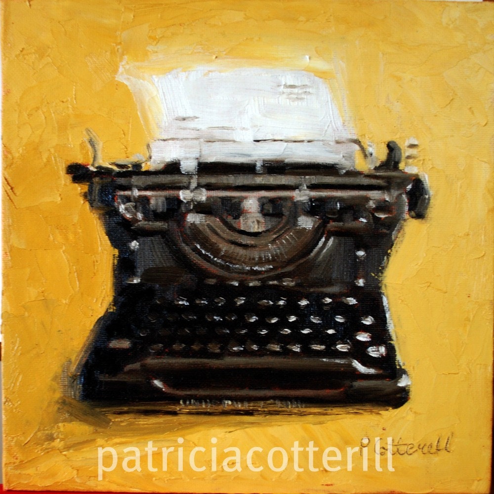 Old typewriter original oil painting by Patricia Cotterill
