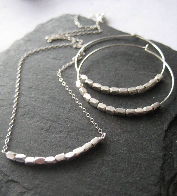 Silver Earrings and Necklace Matching Set by JewelryMadebyMaggie