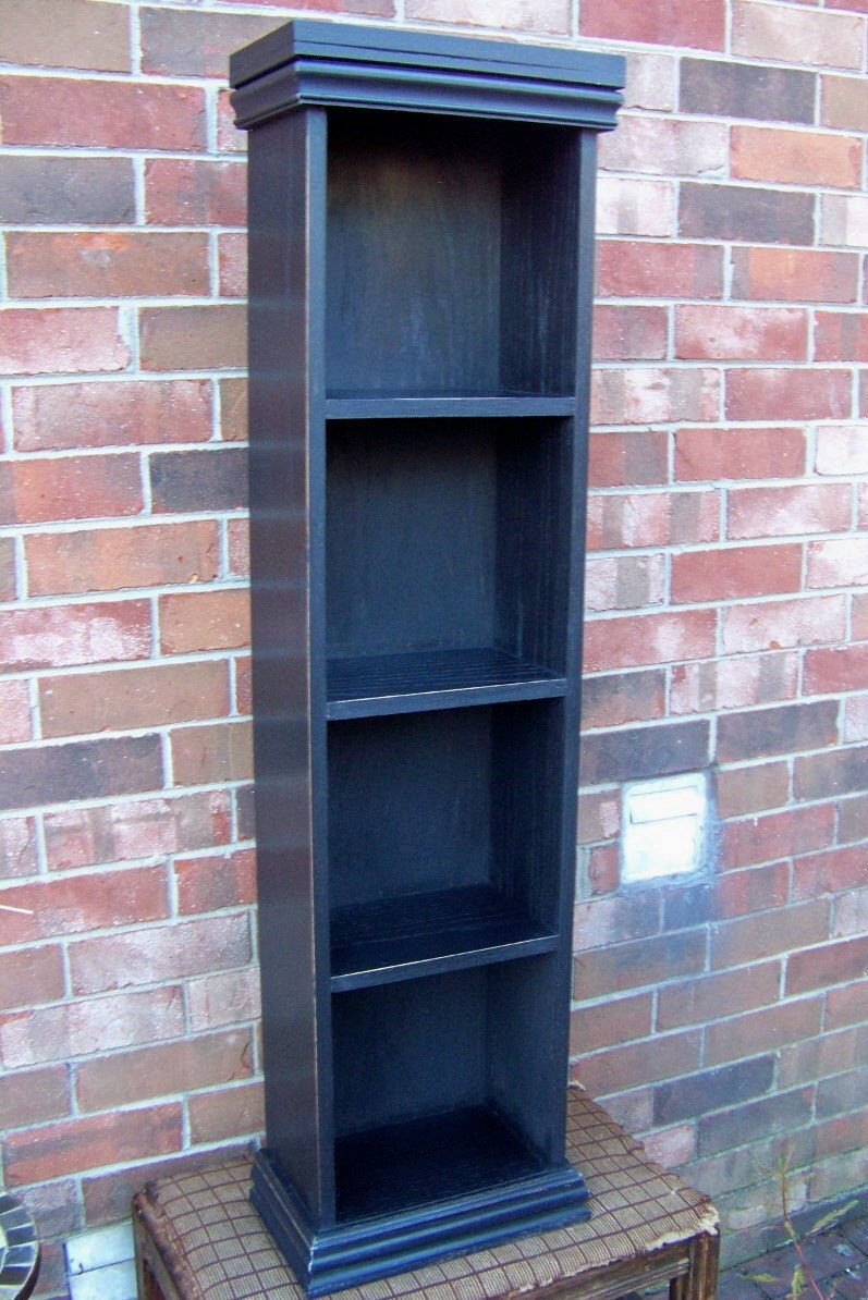Distressed Solid Oak Wood Bookcase DVD Display by arborfieldmanor