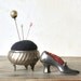 Reserved For Joan Two Metal Silver Tone Pin Cushions Footed Urn And Shoe