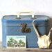 Vintage Blue Train Case Ivory Handle