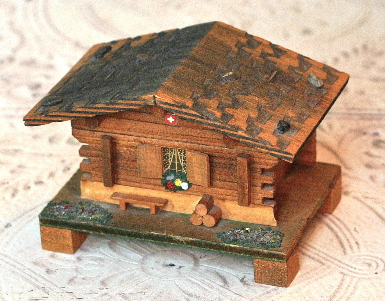 Reserved For K. Vintage Wooden Swiss Chalet Music Box