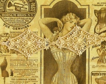 Hand Dyed Venise Lace Edwardian Elegance French Vanilla