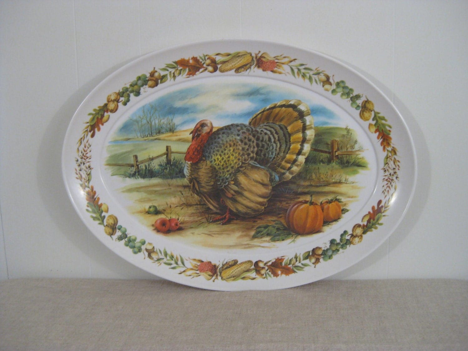Vintage Turkey Melmac Melamine Platter Serving Tray Large