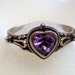 RESERVED Purple CZ Heart Ring Sterling Silver 925 Size 7 Free Ship