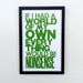 Green Alice in Wonderland If I had a World of My Own Everything Would Be Nonsense Typography Poster, 11 x 17 Letterpress Print