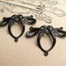 Art Nouveau Mucha Style necklace link jewelry finding, oxidized brass ox, antiqued brass (2 links) curved, bowed reducer, aged black patina