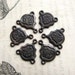Tiny 13mm rosary link, black antiqued brass (6 triple connectors) dark aged patina necklace link, small reducer
