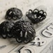 14mm domed, scalloped filigree bead cap - (4) dark antiqued brass bead caps, black bead caps, aged black patina - BC-SV-031
