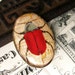25mm x 18mm glass oval cabochon - handmade - Red Beetle - bug, insect, gardening, woodland creature, Victorian specimen drawing