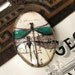 Dragonflies with emerald green wings - 25 mm x 18 mm handmade glass oval cabochon - insect, bug, garden, woodland, specimen drawing 152