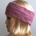 Pink lace headband, knit headband, knitted headband, headband ready to ship