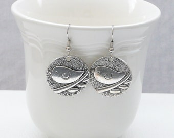 nd-Silver Bird on a Branch Dangle Earrings