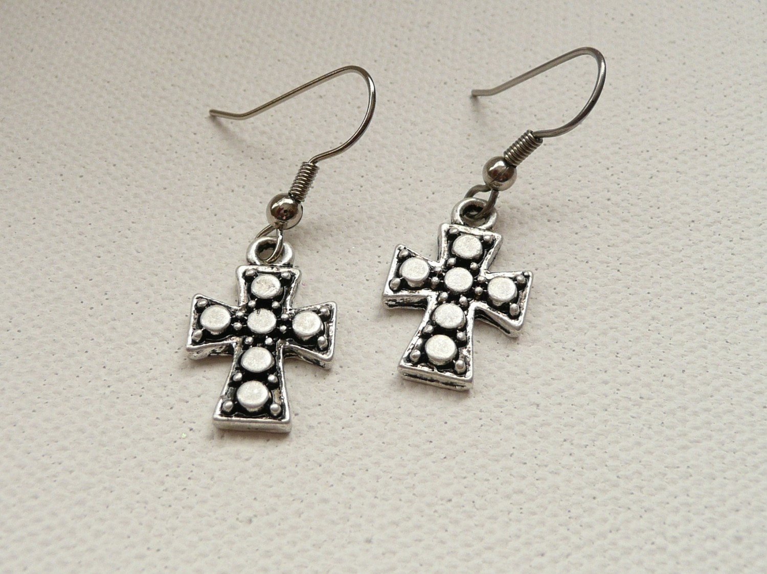 ndSilver Cross Dangle Earrings