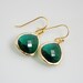 Gold Emerald Green Earrings Glass Emerald Jewelry