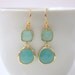 Gold Earrings Mint Opal Glass Bridesmaid Earrings Bridal Earrings
