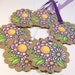 Round Gift Tags with Purple Flowers and Ribbon- WITH LOVE embossed on back- set of 5