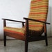 Danish Modern Scoop Lounge Chair 1960s - original 60s striped upholstery - mid century modern chair