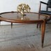 Danish Modern Round Sculptural Walnut Coffee Table - gibbings eames era , Grand Rapids Furniture Compay
