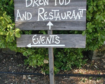 Personalized Your Name Wording on Rustic Barn Wood Wedding Sign on Stake Directional Arrow