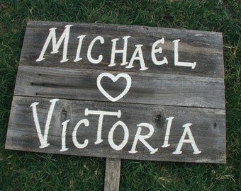 stake sign wood rustic personalized name western bridal diy planks barn heart blank