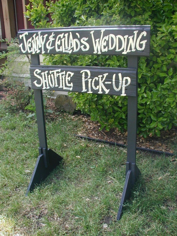 Free Standing Personalized Wood Wedding Sign with Stakes