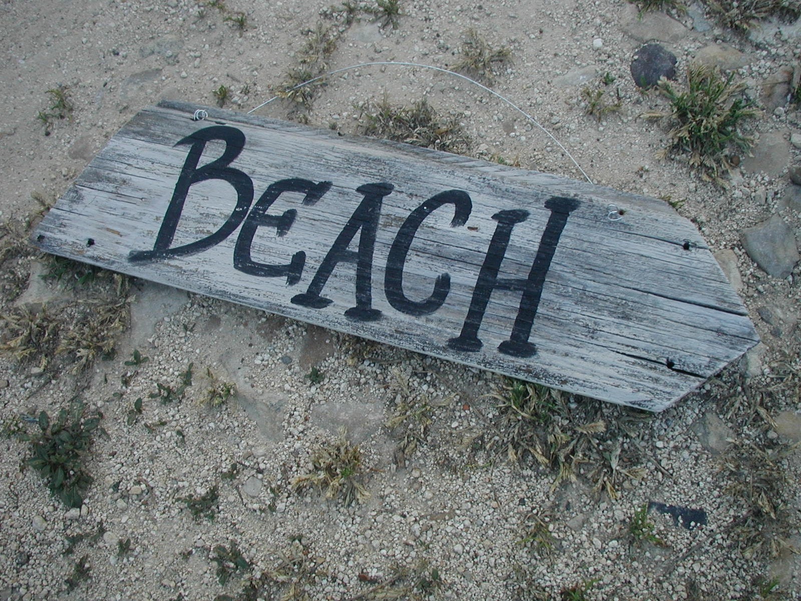 Weathered Beach Sign Shabby Chic White Aged Wood