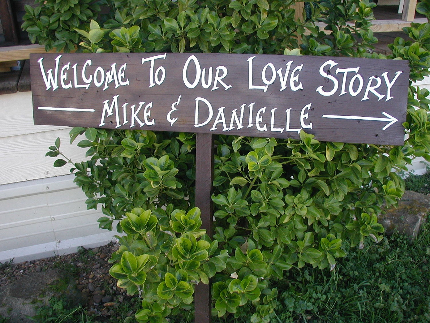 Personalized Your Name on Wood Country Wedding Sign on Stake