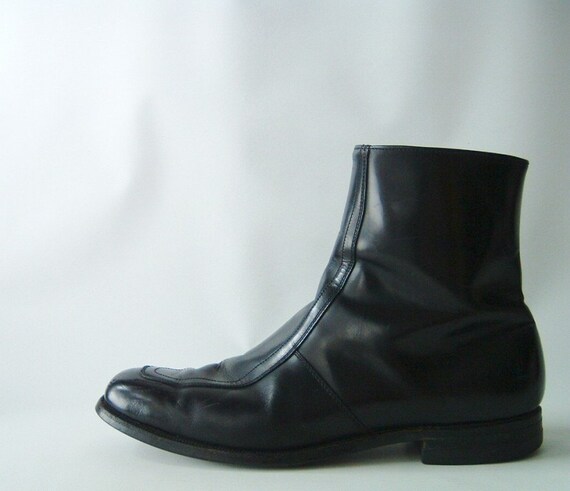 vintage mens boots black leather ankle size by RecycleBuyVintage