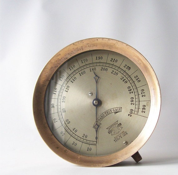 vintage industrial air pressure gauge copper home decor