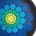 Fall Sale vintage mid-century modern serving tray . graphic circles in sapphire blue, robin egg blue, teal, and lemon yellow