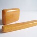 vintage yellow celluloid travel toothbrush & soap container retro bathroom case in mustard woodgrain