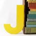 letter J upcycled vintage marquee sign retro wall hanging home decor yellow citrus lemon initial industrial modern business store