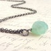 Blue Stone Pendant, Chalcedony Necklace, Antiqued Silver Chain