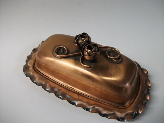 hammered copper butter dish