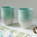 Two Half Dipped Aqua Porcelain Cups