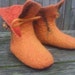 Felted Slipper Boots Pumpkin wet felted wool ladies