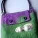 Felted Bag sheep purple and green wool wet felted