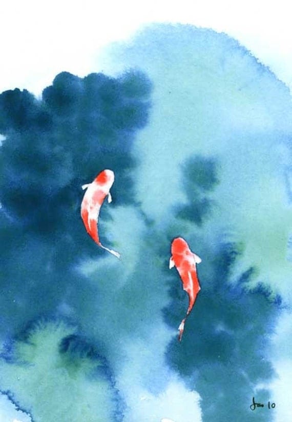 Items similar to Koi Pond - Watercolor 5x7 Print on Etsy