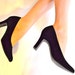 1980's Black Velvet Mootsies Tootsies Pumps - Vintage Velvety Suede Noir Sexy Stilettos - Retro Ebony Jet Onyx Business Attire High Heels