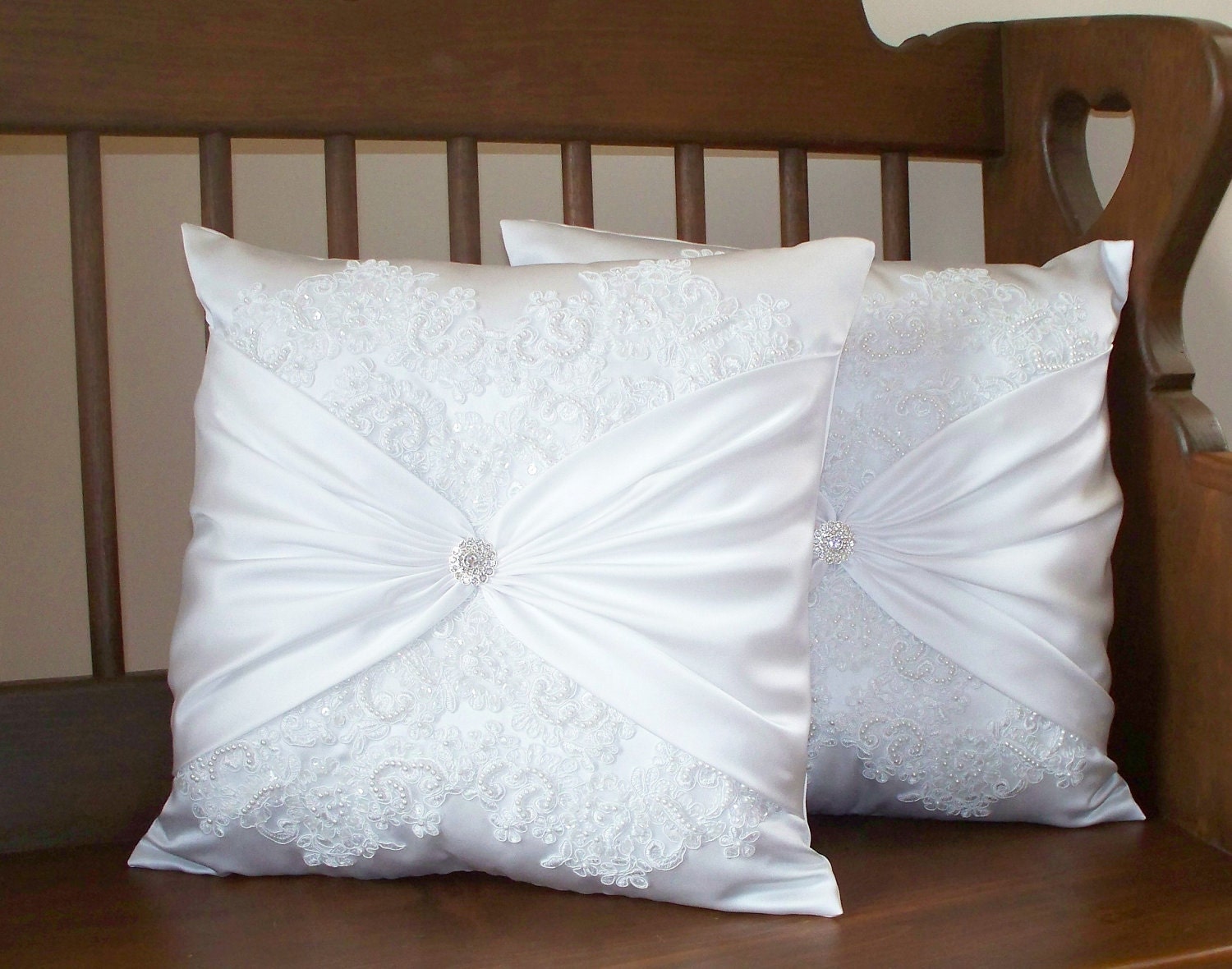 Kneeling Pillows Set of Two 16 x 16 White Chantilly by JLWeddings