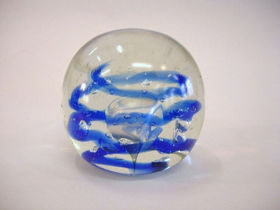 Items similar to Antique Blue Swirl Marble Paperweight on Etsy