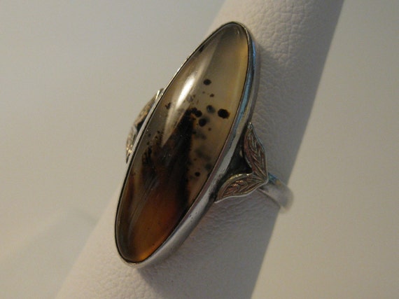 Vintage Sterling Moss Agate Ring