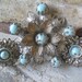Aluminum Brooch and Earrings with Turquoise Stones