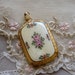 PERFUME BOTTLE GUILLOCHE Enamel Antique Victorian Pink Roses French