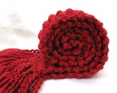 Red Scarf Chunky Knit Long Soft Warm Hand Knitted Winter Spring Red Friday Men Women Candy Apple Deep Dark Ruby Scarlet Garnet