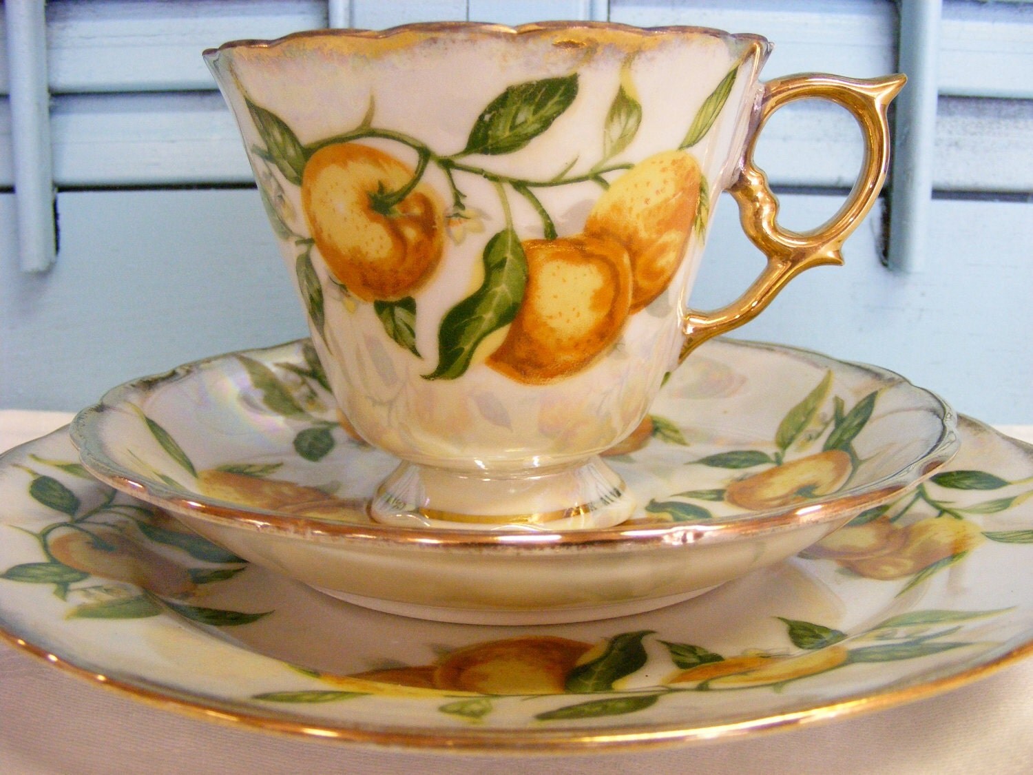 Lusterware Tea  Set ORANGE  May 