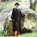 Black Maxi Caftan.... Geometric Pattern... Witchy Hippie Maxi Dress... SACRED GEOMETRY (m/l)